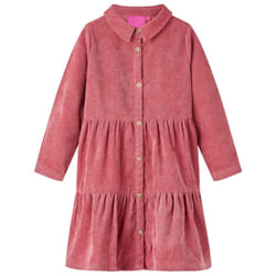 Kids' Dress with Long Sleeves School Short Girls' Dress Corduroy Old Pink - 92