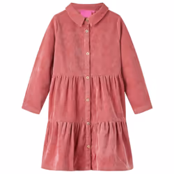 Kids' Dress with Long Sleeves School Short Girls' Dress Corduroy Old Pink - 128