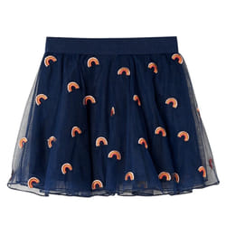 Kids' Skirt with Tulle and Rainbow Embroidery Girls' Skirt Skater Skirt Navy - 92