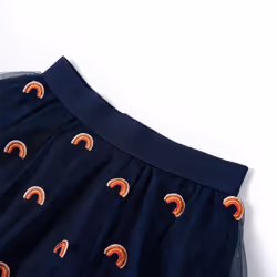 Kids' Skirt with Tulle and Rainbow Embroidery Girls' Skirt Skater Skirt Navy - 92