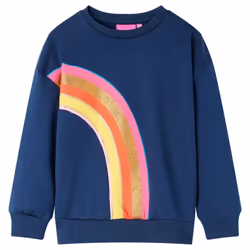 Kids' Sweatshirt Long Sleeves Toddler Pullover Kids' Top Rainbow Print Navy - 116