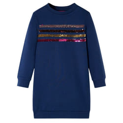 Kids' Sweatshirt Dress Long Sleeves School Girls' Dress Sequined Stripes Navy - 92