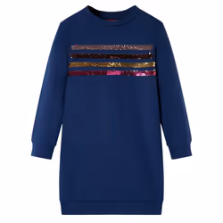 Kids' Sweatshirt Dress Long Sleeves School Girls' Dress Sequined Stripes Navy - 104