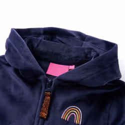 ) Kids' Hooded Jacket Children Full Zipper Kids Winter Coat Rainbow Design Navy - 128 (7-8y