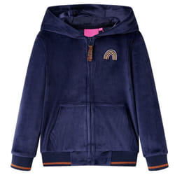 Kids' Hooded Jacket Children Full Zipper Kids Winter Coat Rainbow Design Navy - 140