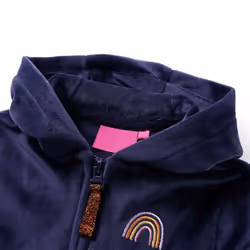 Kids' Hooded Jacket Children Full Zipper Kids Winter Coat Rainbow Design Navy - 140