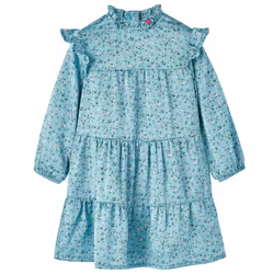 Kids' Dress with Long Sleeves School Children's Casual Girls Dresses Blue - 104