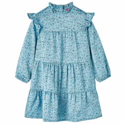 Kids' Dress with Long Sleeves School Children's Casual Girls Dresses Blue - 140