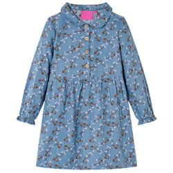 Kids' Dress with Long Sleeves Girls' Dress Children's School Skirt Petrol - 104