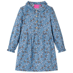 Kids' Dress with Long Sleeves Girls' Dress Children's School Skirt Petrol - 116