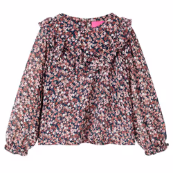 Kids' Shirt with Long Sleeves Children Girls' Shirt Floral Print Dark Pink - 92