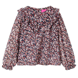 Kids' Shirt with Long Sleeves Children Girls' Shirt Floral Print Dark Pink - 92