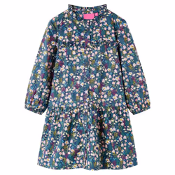 Kids' Dress with Long Sleeves School Toddler Casual Girls' Dress Dark Blue - 92