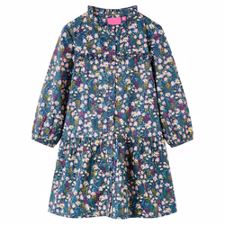 Kids' Dress with Long Sleeves School Toddler Casual Girls' Dress Dark Blue - 104