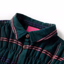 Kids' Dress with Long Sleeves School and Ruffles Children Dress Dark Green - 140