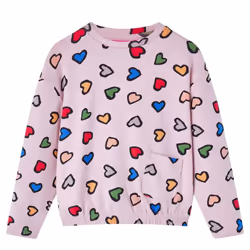 Kids' Sweatshirt Shirt Long Sleeves Toddler Tops Pullover Heart Print Pink - 92