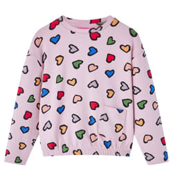 Kids' Sweatshirt Shirt Long Sleeves Toddler Tops Pullover Heart Print Pink - 92