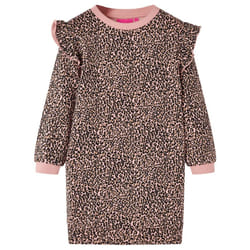 Kids' Sweatshirt Dress Long Sleeves Pullover Skirt Leopard Print Medium Pink - 116