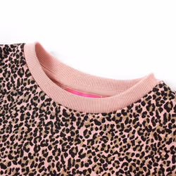 Kids' Sweatshirt Dress Long Sleeves Pullover Skirt Leopard Print Medium Pink - 116