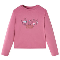 Kids' T-shirt with Long Sleeves Children's T Shirt Tee Kitten Print Raspberry - 92