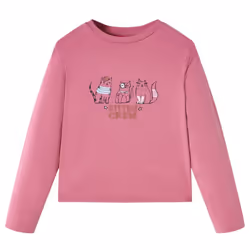 Kids' T-shirt with Long Sleeves Children's T Shirt Tee Kitten Print Raspberry - 128