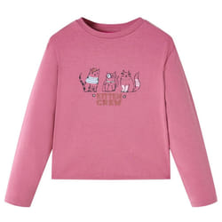 Kids' T-shirt with Long Sleeves Children's T Shirt Tee Kitten Print Raspberry - 128