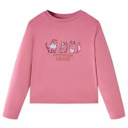 Kids' T-shirt with Long Sleeves Children's T Shirt Tee Kitten Print Raspberry - 140