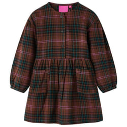 Kids' Dress with Long Sleeves Children Kids Girl's Dress Plaid Pattern Cognac - 104
