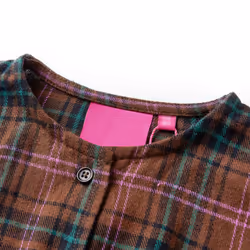 Kids' Dress with Long Sleeves Children Kids Girl's Dress Plaid Pattern Cognac - 104