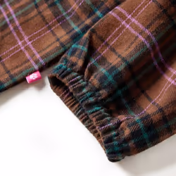 Kids' Dress with Long Sleeves Children Kids Girl's Dress Plaid Pattern Cognac - 116