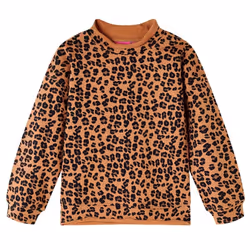 Kids' Sweatshirt Long Sleeves Pullover Kids Top Leopard Print Light Cognac - 116