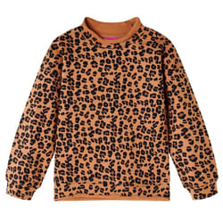 Kids' Sweatshirt Long Sleeves Pullover Kids Top Leopard Print Light Cognac - 116
