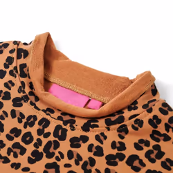 Kids' Sweatshirt Long Sleeves Pullover Kids Top Leopard Print Light Cognac - 116