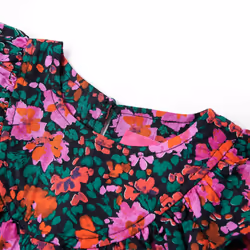 Kids' Dress with Long Sleeves Girls' Dress Skirt Floral Print Bright Pink - 92