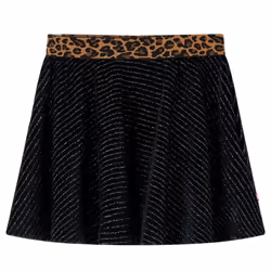 Kids' Skirt with Leopard Waistband Kids Girl's Skater Skirt Short Skirt Black - 128