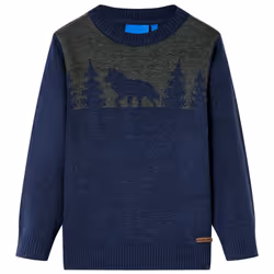 Kids' Sweater Children Toddler Pullover Kids' Sweatshirt Knitwear Knitted Navy - 116