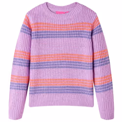 Kids' Sweater Children Sweatshirt Knitwear Stripes Knitted Lilac and Pink - 116