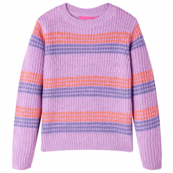 Kids' Sweater Children Sweatshirt Knitwear Stripes Knitted Lilac and Pink - 128