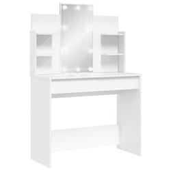 vidaXL Dressing Table Makeup Vanity Desk Cosmetic Table with LED Lights Black - white