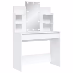 vidaXL Dressing Table Makeup Vanity Desk Cosmetic Table with LED Lights Black - white