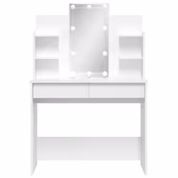 vidaXL Dressing Table Makeup Vanity Desk Cosmetic Table with LED Lights Black - white - Additional view 4