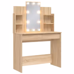 vidaXL Dressing Table Makeup Vanity Desk Cosmetic Table with LED Lights Black - high gloss white