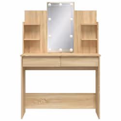 vidaXL Dressing Table Makeup Vanity Desk Cosmetic Table with LED Lights Black - high gloss white - Additional view 4