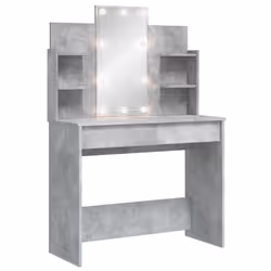 vidaXL Dressing Table Makeup Vanity Desk Cosmetic Table with LED Lights Black - sonoma oak