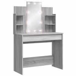 vidaXL Dressing Table Makeup Vanity Desk Cosmetic Table with LED Lights Black - grey sonoma