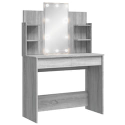 vidaXL Dressing Table Makeup Vanity Desk Cosmetic Table with LED Lights Black - grey sonoma