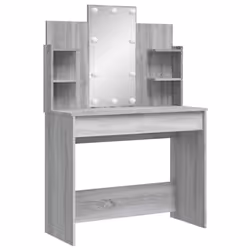 vidaXL Dressing Table Makeup Vanity Desk Cosmetic Table with LED Lights Black - grey sonoma