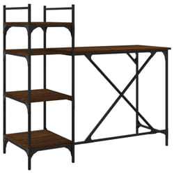 vidaXL Computer Desk with Shelves Writing Table Standing Desk Office Desk - brown oak