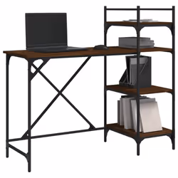 vidaXL Computer Desk with Shelves Writing Table Standing Desk Office Desk - brown oak - Additional view 2