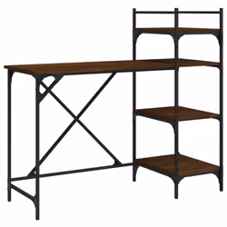 vidaXL Computer Desk with Shelves Writing Table Standing Desk Office Desk - brown oak - Additional view 5
